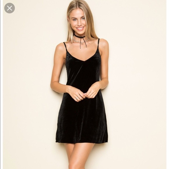 velvet spaghetti strap dress